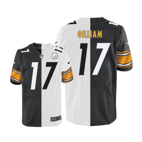 Nike Steelers #17 Joe Gilliam White/Black Men's Stitched NFL Elite Split Jersey - Click Image to Close